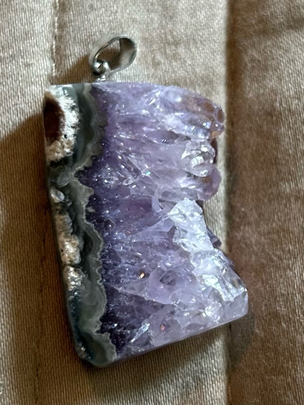 Amethyst Crystal Druzy Pendant - Purple Natural Stone